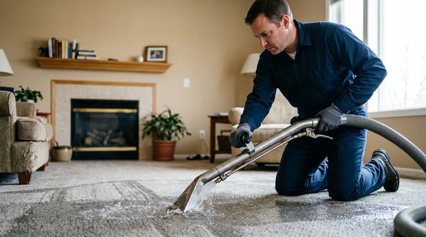 Water damage restoration technician working near Bristow, IN